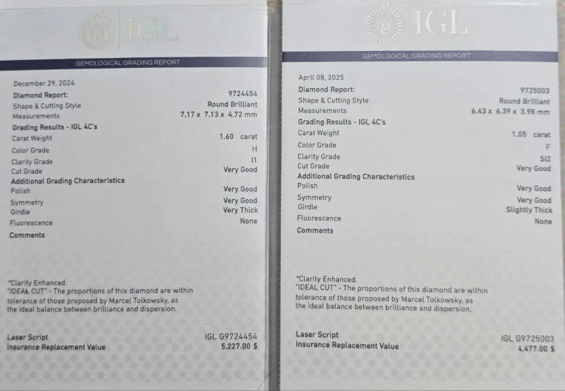 1.60 ct H / I1 натуральный бриллиант сертификат,  золотое кольцо. — фото 7