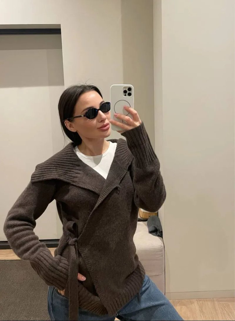 100% кашемір люкс бренд кардиган M/Onesize стиль old money — фото 5