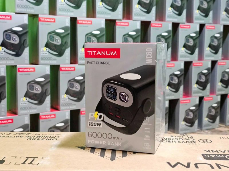 100w 60000mAh оригінальний портативний акумулятор TITANUM WC60 з 100W супер швидкою зарядкою. Якісний Power bank з гарантією 1 РІК, для ноутбука та ін — фото 2