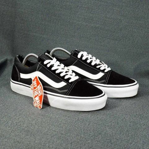 (1298-1318) Кеди Vans Old Skool чорні з білим (36-45) ванс венс венси