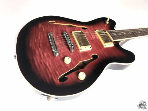 $1350 Avaks Custom Dark Moon Semi-hollow '2024 Trans Wine Burst w/GigBag