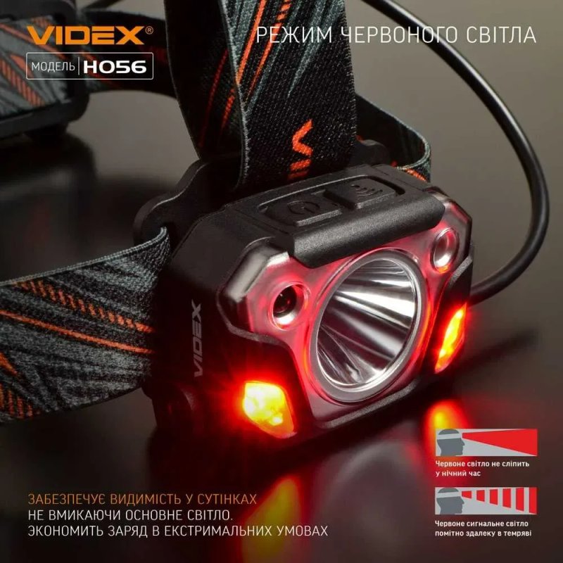 1400Lm ГАРАНТІЯ 3р. VIDEX H056; Надпотужний ліхтарик на голову 4400mAh. Налобний фонарік відекс 056 з датчиком руху, червоним світлом для рибалки і тд — фото 5