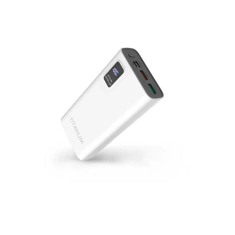 20000mAh 22.5W повербанк TITANUM 727S білі з ГАРАНТІЄЮ 1 рік; Якісний power bank з чесною ємкістю, з швидкою зарядкою та дисплеєм. Надійний виробник!! — фото 2