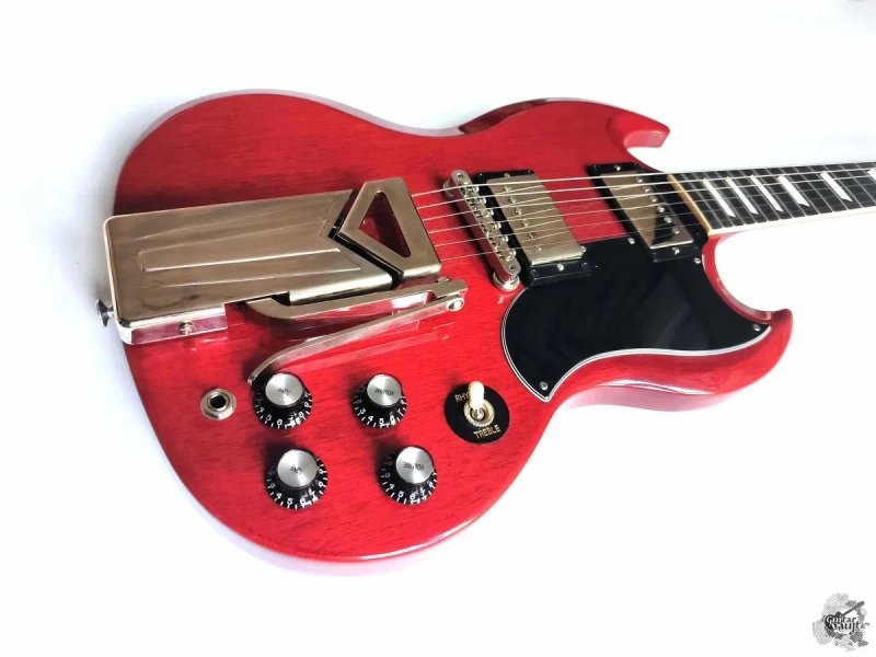 $2099 Gibson SG '61 Sideways Vibrola '2022 Vintage Cherry w/case&docs — фото 2