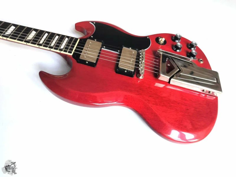 $2099 Gibson SG '61 Sideways Vibrola '2022 Vintage Cherry w/case&docs — фото 8