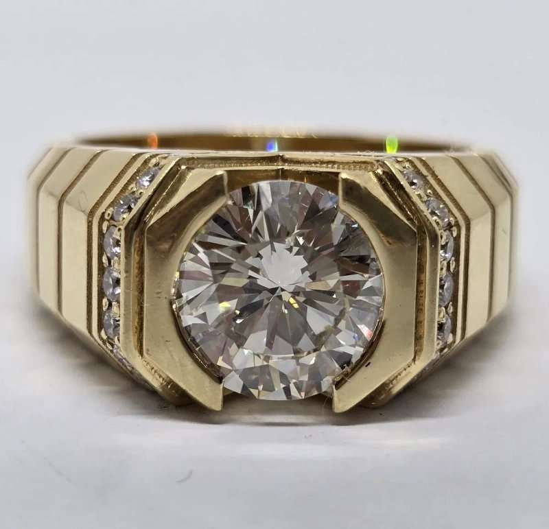 3,33 ct H/VS1 натарульний діамант, сертифікат. Золотий перстень 750 пр — фото 2
