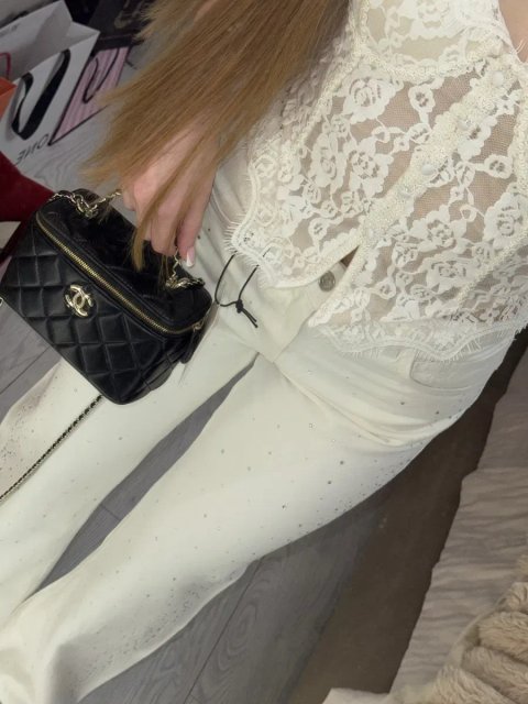 32, 34, 36, 38, 40, 42 джинси bershka straight зі стразами, білі джинси, прямі джинси, трендові джинси, блискучі джинси, джинси бершка, стильні джинси