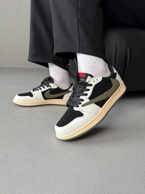 36-45 р кросівки Nike Air Jordan 1 Low x Travis Scott Olive