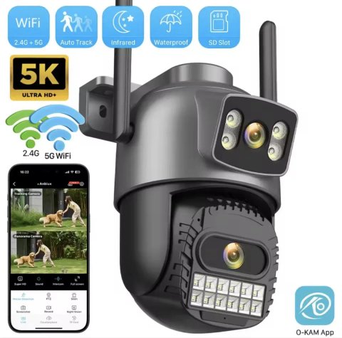 A22YQ Вулична PTZ Wi-Fi камера 5K Ultra HD Два об'єкт 2.4/5 ГГц O-KAM Pro дуже якісне зображення датчик руху нічна зйомка камера вулична відеокамера