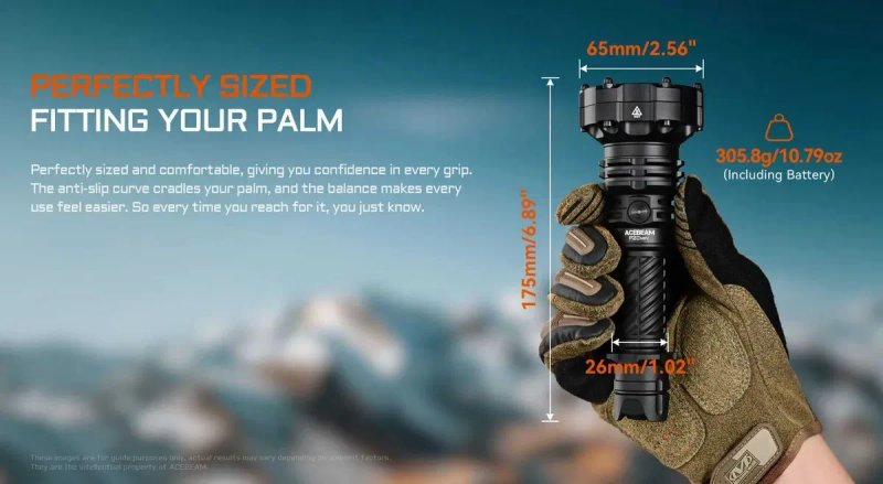Acebeam P20 Mini Ліхтар Далекобійний, Тактичний (4000 Люмен, 1035 Метрів, АКБ 21700, 6400 мАг) — фото 5