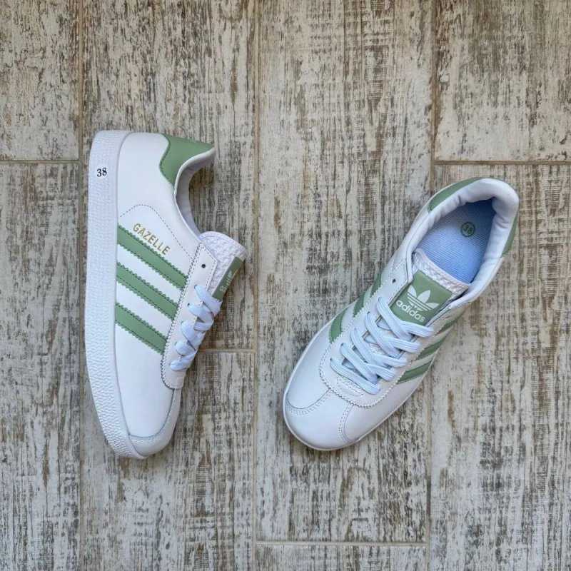 Адідас Газель Кросівки жіночі шкіряні Adidas Gazelle білі з зеленим женские Адидас газель белые  розмір 36,38,41 — фото 5