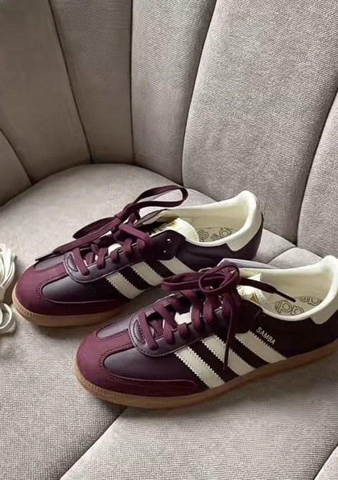 Adidas Samba OG Maroon жіночі кросівки адідас самба бордові шкіряні
