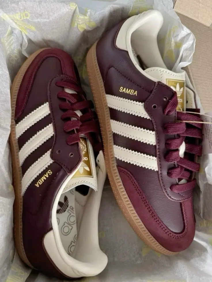 Adidas Samba OG Maroon жіночі кросівки адідас самба бордові шкіряні — фото 2