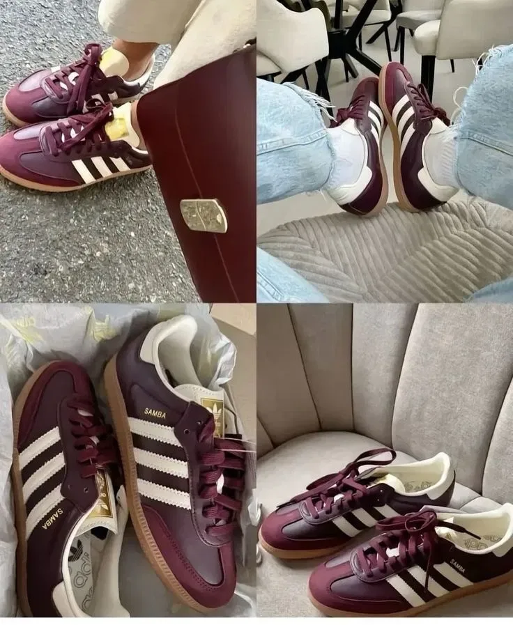 Adidas Samba OG Maroon жіночі кросівки адідас самба бордові шкіряні — фото 3
