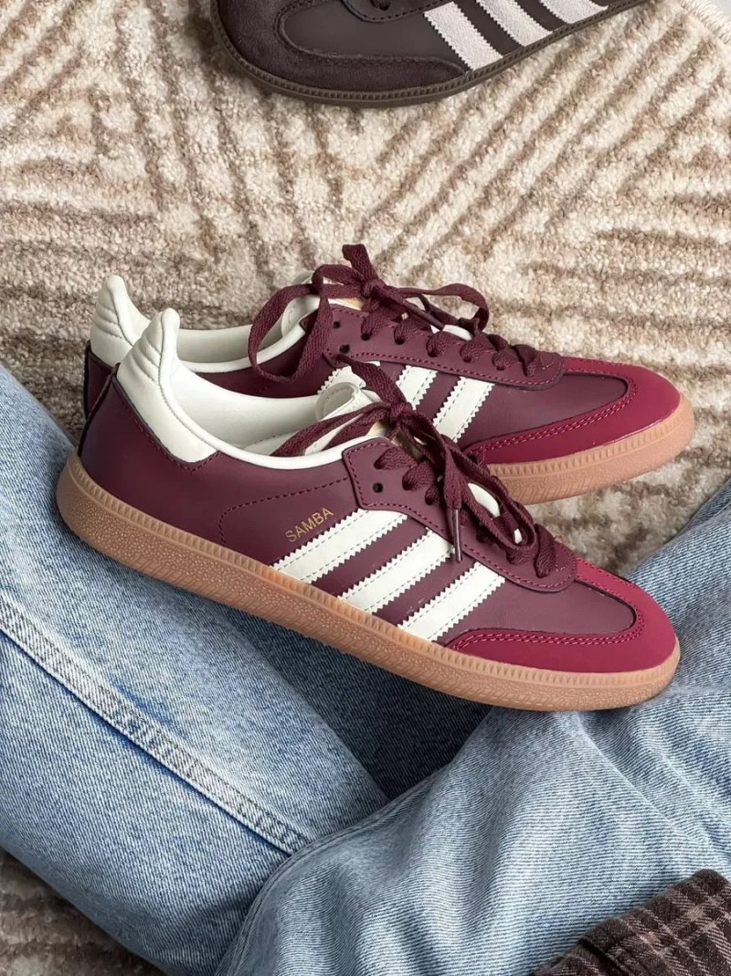 Adidas Samba OG Maroon жіночі кросівки адідас самба бордові шкіряні — фото 4