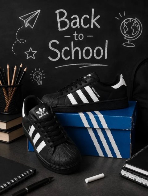 Adidas Superstar жіночі кросівки 35–41 | Чорні з білим | Новинка підросток  женские адідас суперстар мода 2000Х новинка 2026 популярные кроссовки