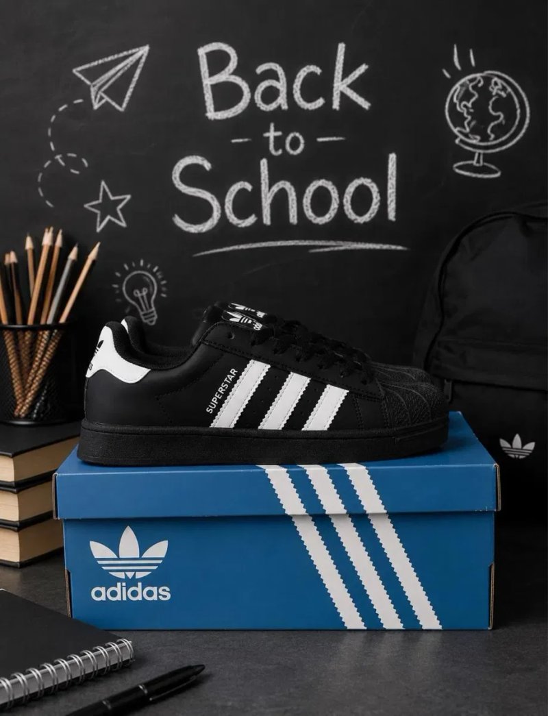 Adidas Superstar жіночі кросівки 35–41 | Чорні з білим | Новинка підросток  женские адідас суперстар мода 2000Х новинка 2026 популярные кроссовки — фото 4