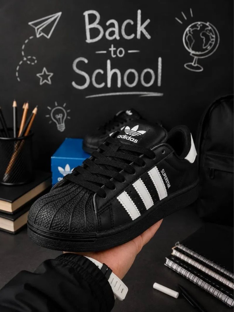 Adidas Superstar жіночі кросівки 35–41 | Чорні з білим | Новинка підросток  женские адідас суперстар мода 2000Х новинка 2026 популярные кроссовки — фото 5