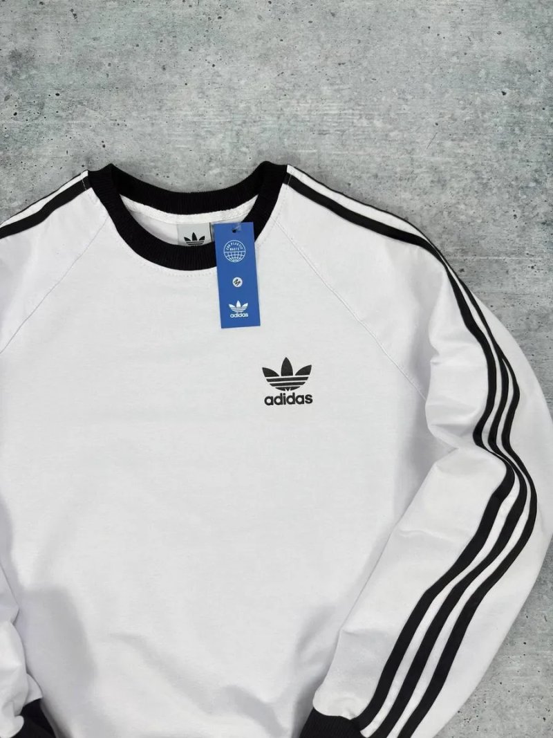 Adidas Світшот. Люкс якість. Кофта Адідас з лампасами. Лонгслів білий — фото 2