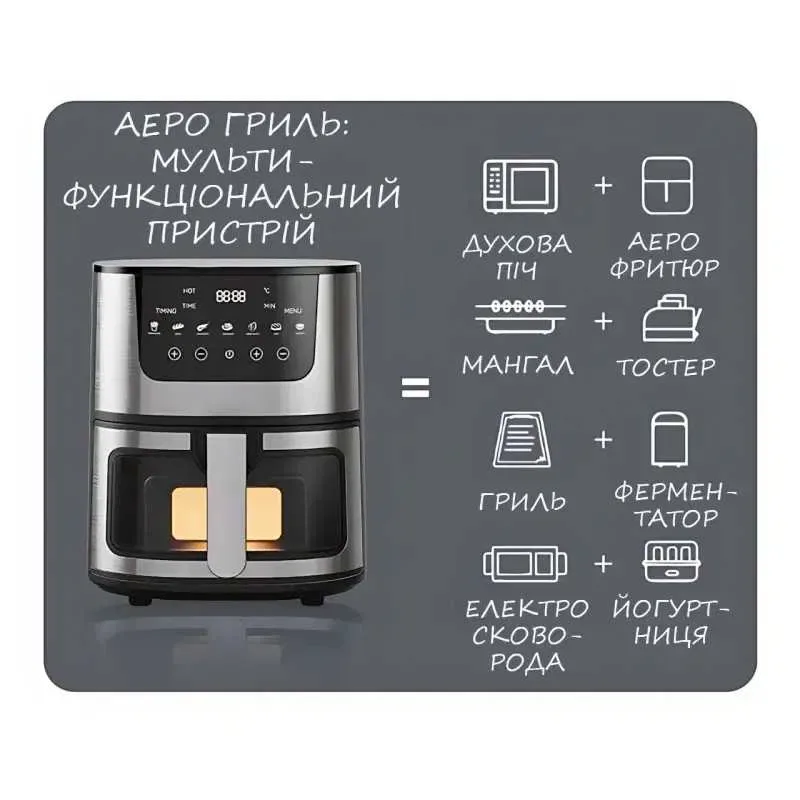 Аэрофритюрница аэрогриль мультипечь Domotec MS-3221 3500Вт 7л есть опт — фото 3