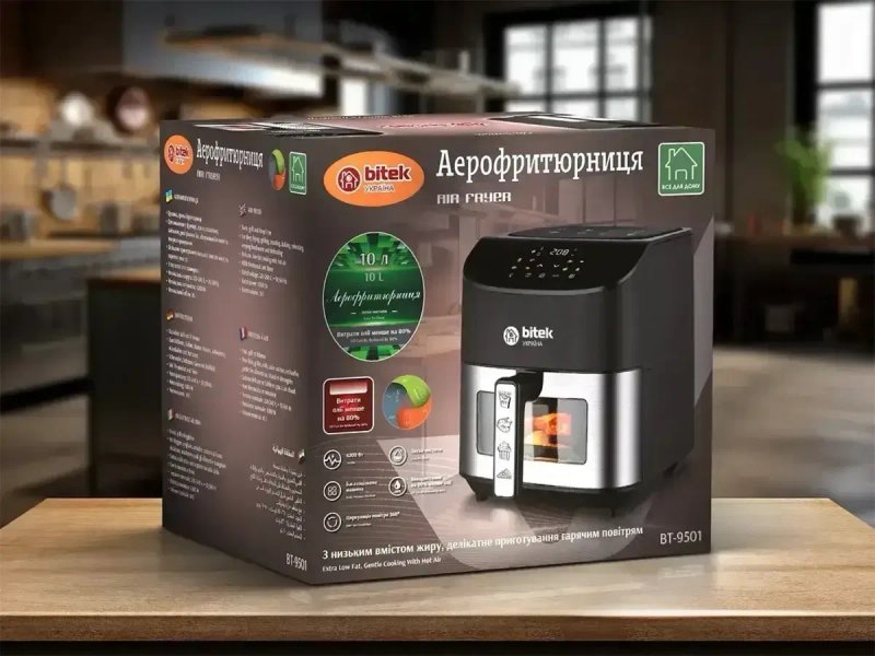 Аерогриль 10л BITEK BT-9501  аерофритюрниця мультипіч 4200Вт Air Fryer — фото 5