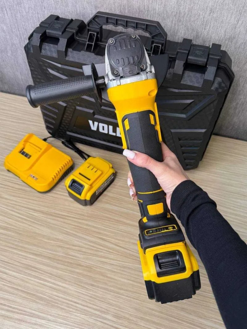 Аккумуляторная болгарка Vollyx 125 мм 24 В 4 Ач, бесщеточная, 2 аккумулятора, УШМ в кейсе / Аккумуляторная шлифмашина — фото 4