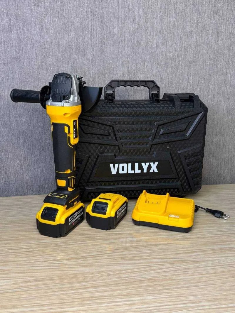 Аккумуляторная болгарка Vollyx 125 мм 24 В 4 Ач, бесщеточная, 2 аккумулятора, УШМ в кейсе / Аккумуляторная шлифмашина — фото 6