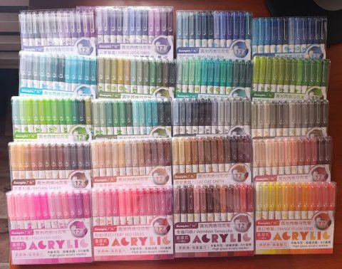 Акрилові ручки guangna, розмальовки Ашет, маркери Maries