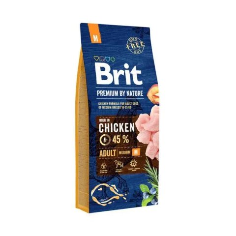Акція!!! Сухой корм для собак Brit Premium Dog Adult M 15 кг з куркою