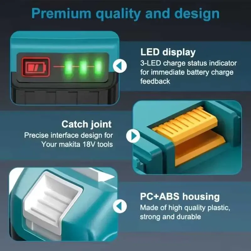Акумулятор батарея Makita 18V 6Ah BL1860B LXT Аналог з LED НОВИЙ — фото 5