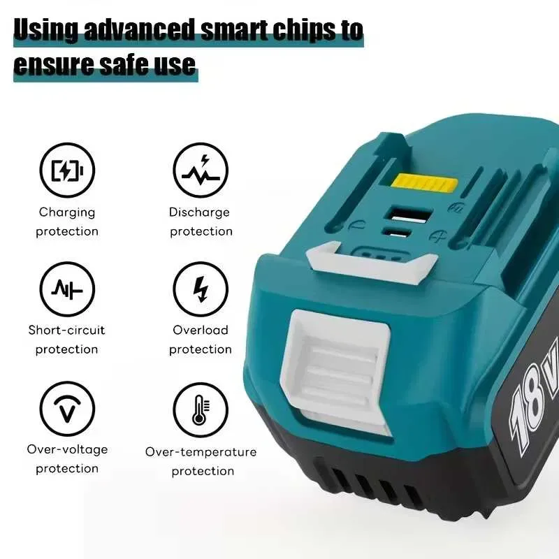 Акумулятор батарея Makita 18V 6Ah BL1860B LXT Аналог з LED НОВИЙ — фото 6