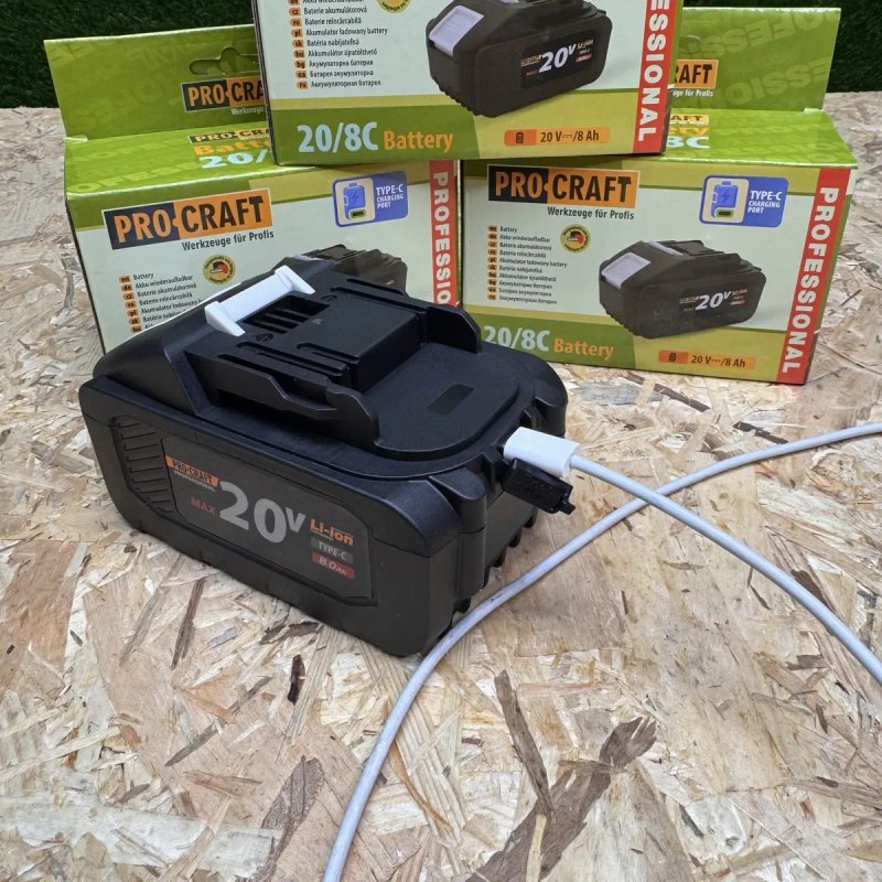 Акумуляторна батарея Procraft Battery 20/8C Type-C  (20В, 8Аг, Li-Ion)