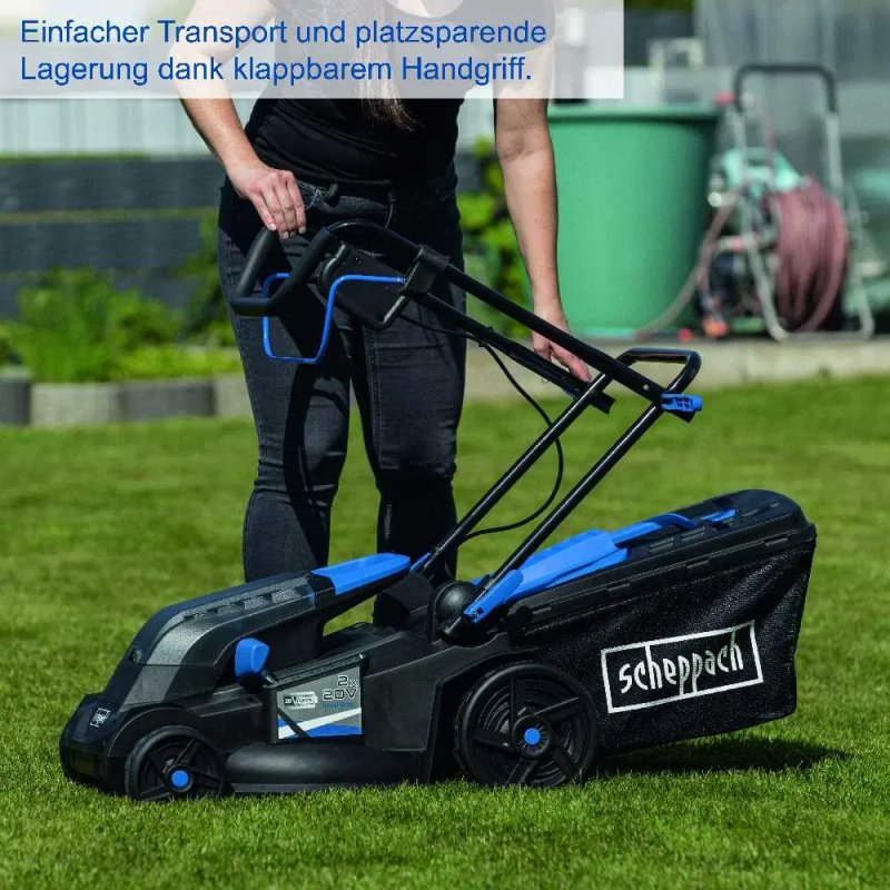 Акумуляторна газонокосарка BC-MP380 LT Scheppach + акумуляторний тример C-LT240-X + 2 акумулятори 4Ah + подвійний зарядний пристрій 4,5A — фото 3