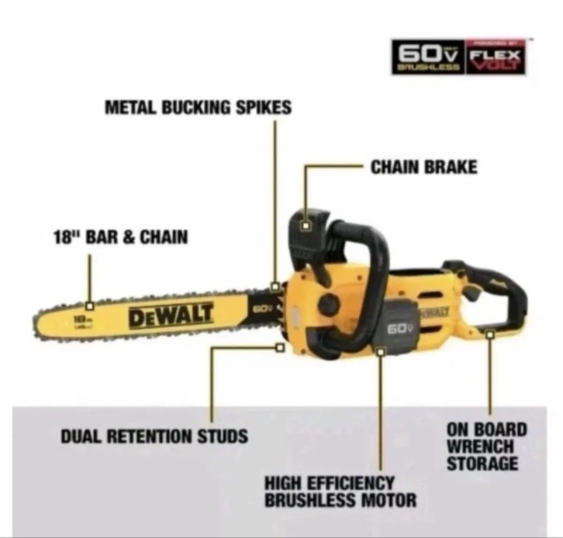 Акумуляторна ланцюгова,цепна пила Dewalt DCCS672X1 60v. — фото 3