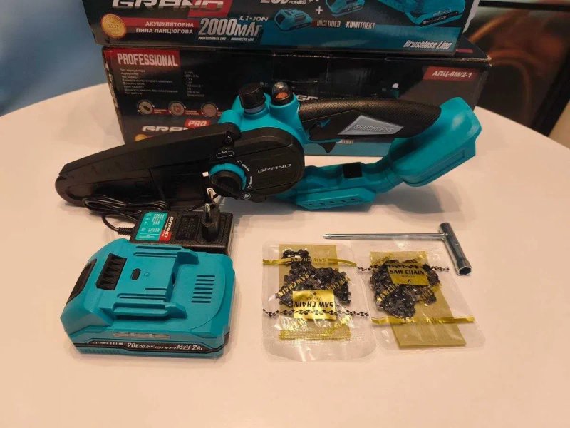 Акумуляторна пила GRAND АПЦ-6М 20В 2Аг Brushless 6" + телескопічна штанга 1,3–2 м подовжувач висоторіз — фото 4