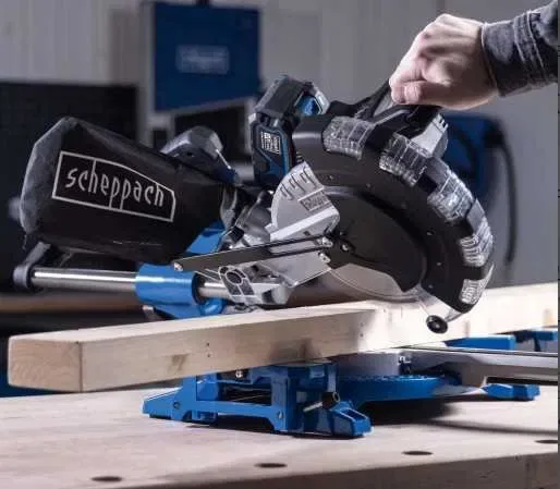 Акумуляторна торцювальна пилка Scheppach BC-HM216-X торцовка в комплекті акумулятор 4 Аг + зарядний пристрій 2,4 А — фото 2
