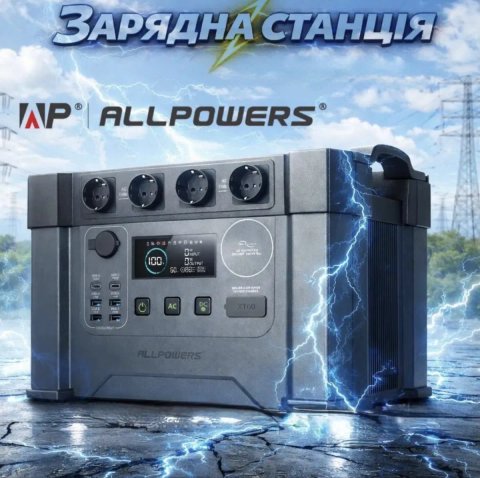 ALLPOWERS S2000 Зарядна станція ємністю 1,5 кВт та потужністю 2 кВт а пікова 4 кВт. Нові в заводському пакуванні. Надається Офіційна Гарантія 5 років.