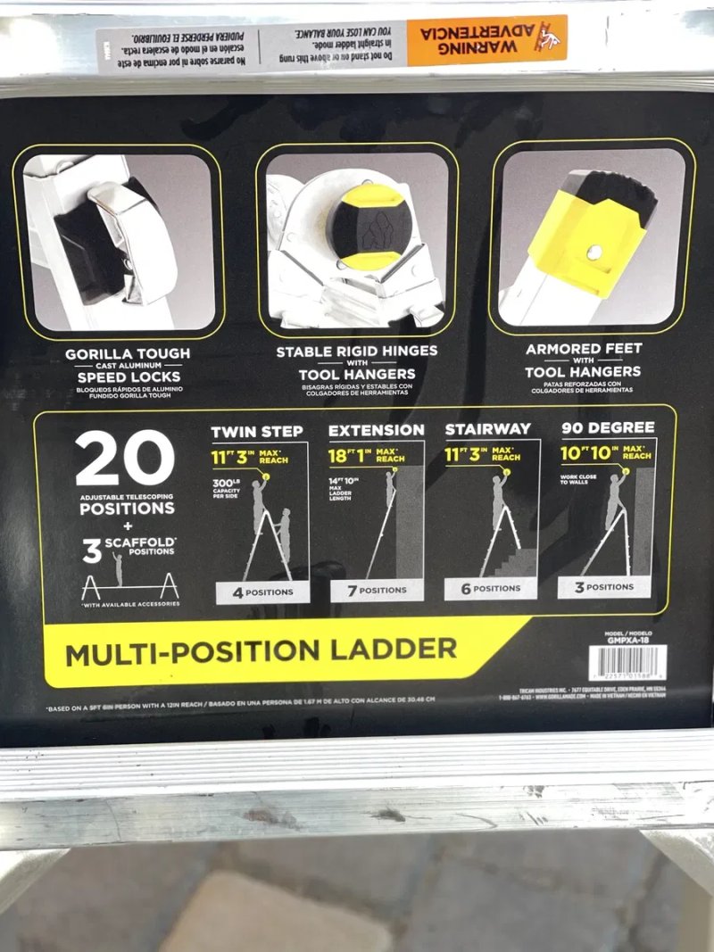 Алюмінієва Драбина Стремянка GORILLA LADDERS 5.5 М Оригінал Фірма USA Багатопозиційна Драбина — фото 4