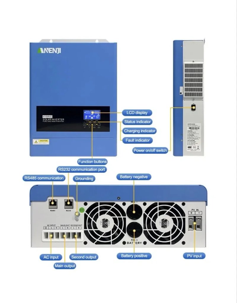 Anenji 6200W 48V 【 WiFi 】оновлена версія гібридний інвертор ‼️ — фото 2