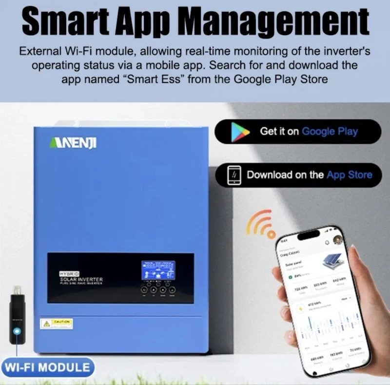 Anenji 6200W 48V 【 WiFi 】оновлена версія гібридний інвертор ‼️ — фото 3