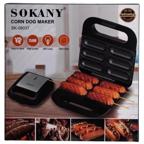 Апарат для корн-догів Sokany SK-08037 на 6 шт, 750 Вт, новий