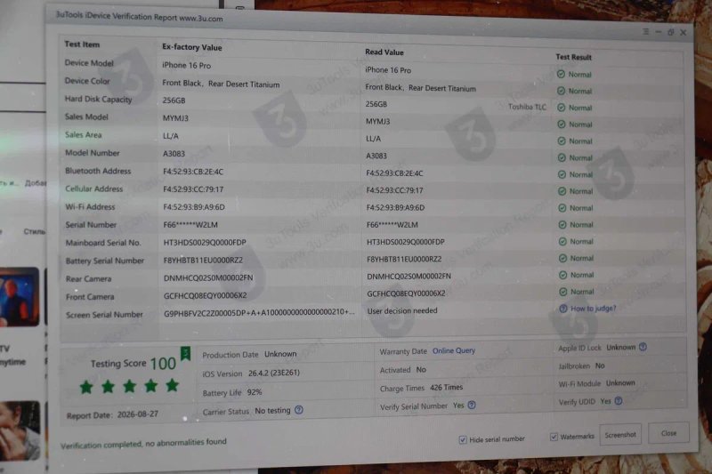 Apple iPhone 16 Pro 256GB Desert Titanium, ідеальний стан,заблокований по Icloud! На запчастини! — фото 8
