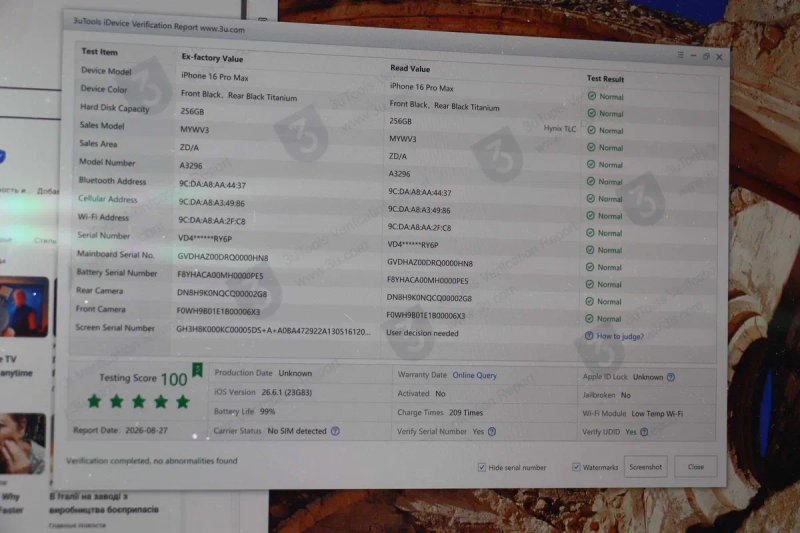 Apple iPhone 16 Pro Max 256GB Black Titanium, ідеальний стан! заблокований по Icloud!На запчастини — фото 8