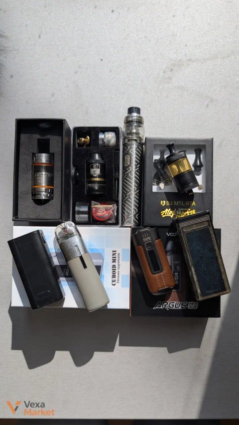 Асортимент електронних сигарет та атомайзерів (Combo, B3 MTL, Smok, IJust 3, Cuboid Mini, Pasito 2, Luqe Q2, Voopoo Argus)