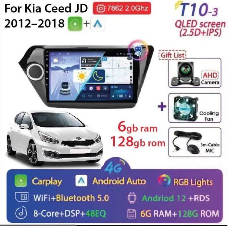 Автомагнітола Kia Ceed JD 2012-2018 6/128 Android Auto и Apple CarPlay Srnubi T10-3 для киа  сид — фото 8