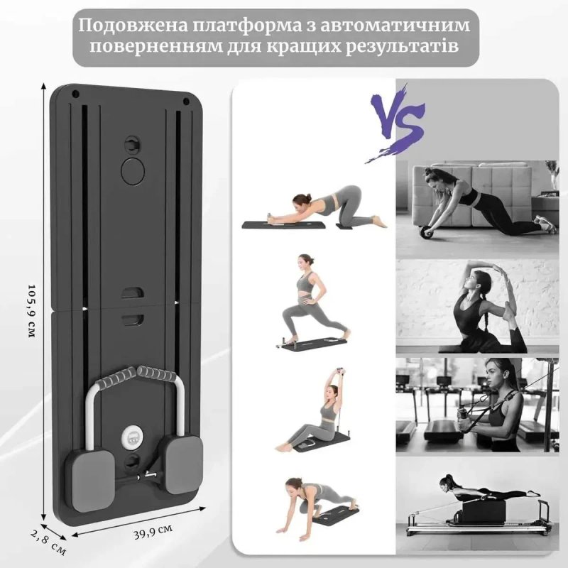 Багатофункціональний фитнес тренажер платформа для отжиманий CoreSlide 4-в-1 з еспандерами і таймером для преса , віджимань , фітнесу | Лавка жиму — фото 4