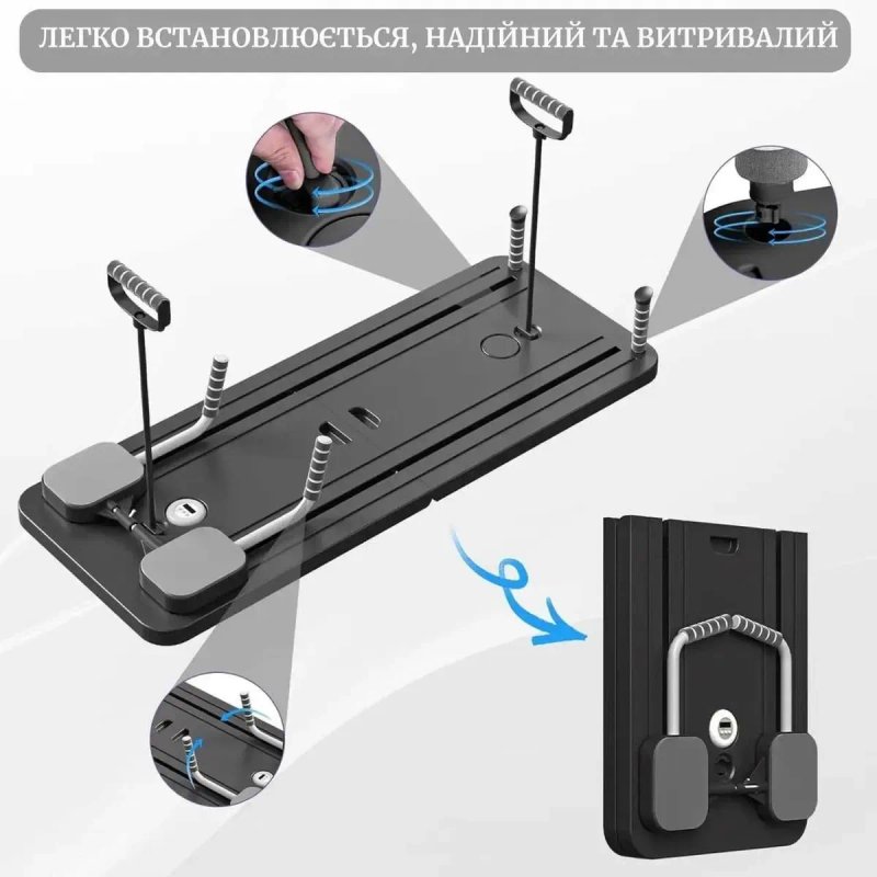 Багатофункціональний фитнес тренажер платформа для отжиманий CoreSlide 4-в-1 з еспандерами і таймером для преса , віджимань , фітнесу | Лавка жиму — фото 7