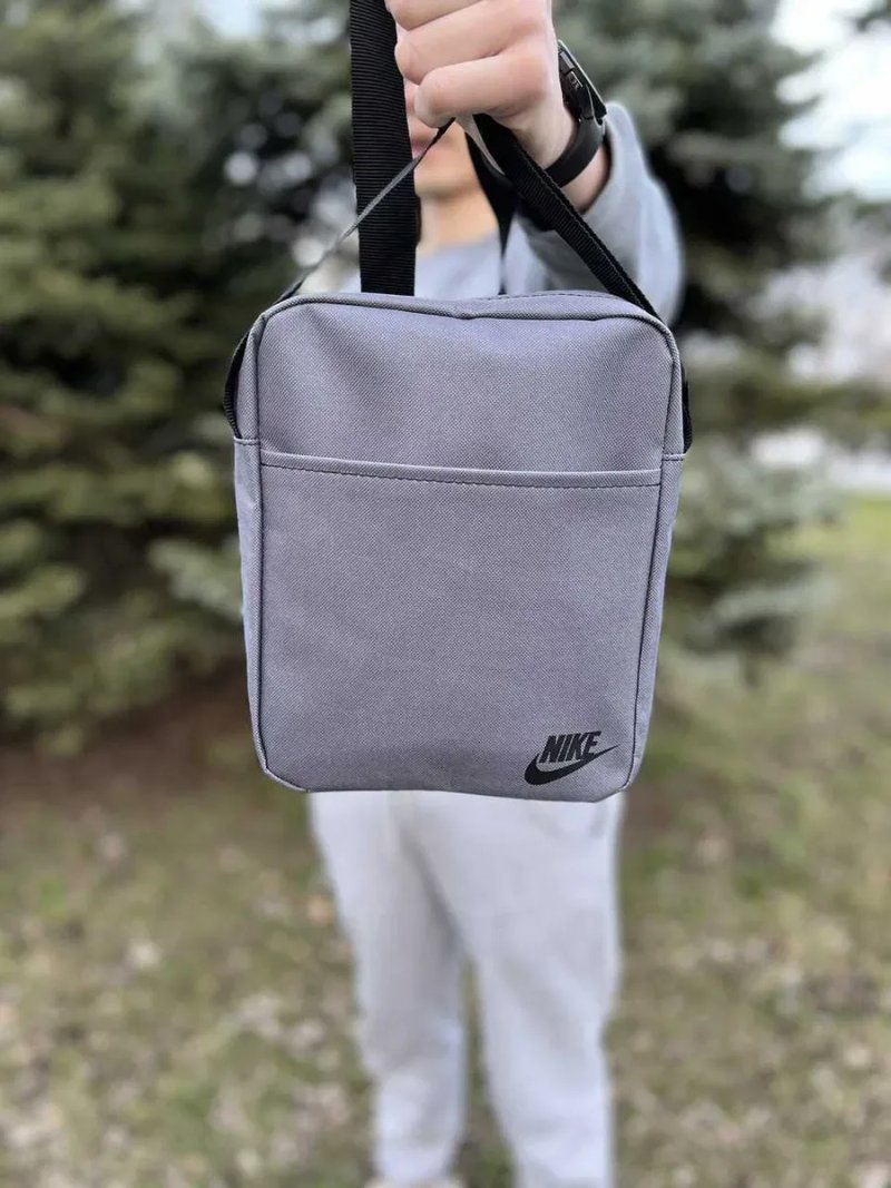 Барсетка через плече Nike, сумка Найк сіра, спортивний месенджер — фото 4