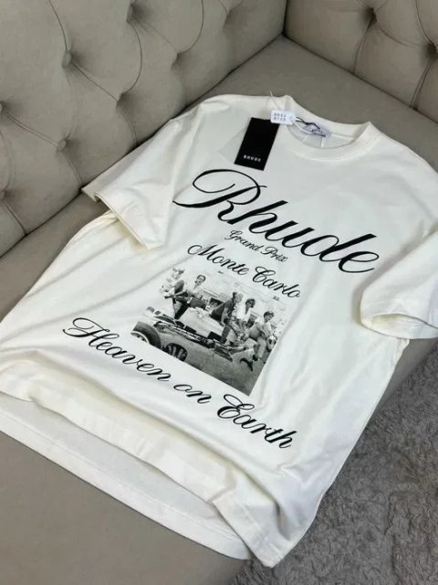 Белая футболка с принтом Rhude мужская футболка коттон f733