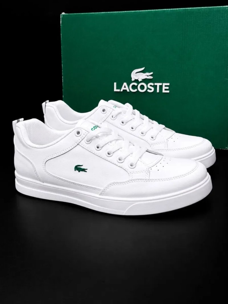 Белые кожаные кросовки Lacoste мужскеие красовки Натуральная кожа Кроссовки лакоста Качественые кросовки под любой обрыз Мягкие — фото 2
